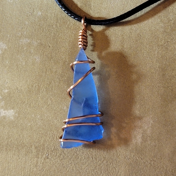 Blue Sea Glass Necklace - Picture 3 of 6